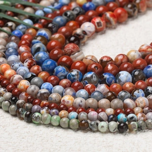Mixed natural stone beads in 6/8/10mm including agate and jasper for DIY jewelry