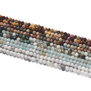 Perles de pierres naturelles facettées en diverses couleurs pour création de bijoux DIY
