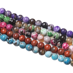 6-10mm polished natural fire agate stone beads with various colors and textures