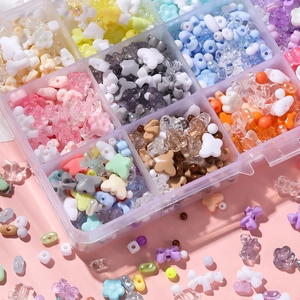 Colorful acrylic beads set in organizer box for DIY jewelry making and crafts
