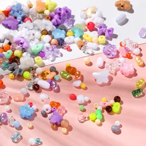Mix of colorful acrylic flower and butterfly beads for DIY jewelry making and crafts