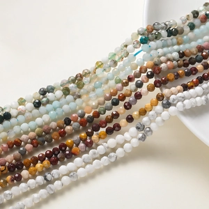 Perles facettées de 2-3mm en pierres naturelles œil de tigre et agate pour bijoux DIY