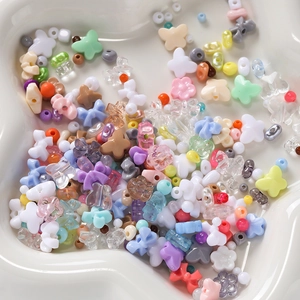 Colorful mixed acrylic beads set in macaron colors for DIY jewelry making and crafts