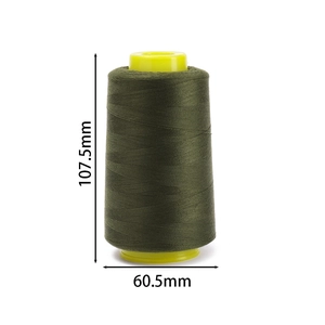 Durable 402 military green polyester sewing thread on yellow spool with dimensions