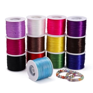 Set of 12 multi-colored 0.8mm elastic cords for DIY jewelry with finished bead bracelets