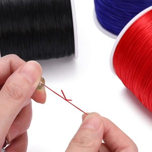 Macro detail of flexible 0.8mm elastic thread tying beads for DIY jewelry making
