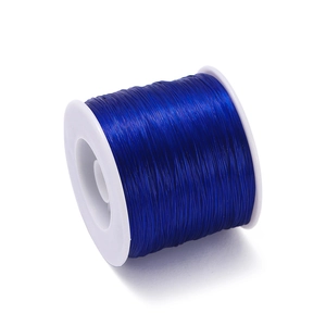 Detail of 0.8mm royal blue elastic TPU cord on spool for DIY bracelet and jewelry making