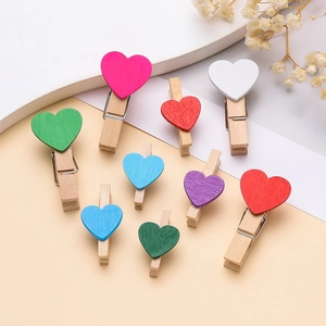 Mollette in Legno di Loto Colorate a Forma di Cuore e Stella per Decorazione Parete Foto DIY Mini Mollette Creative per Matrimonio Festa