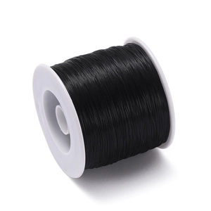 Detail of 0.8mm black TPU elastic string spool for DIY jewelry and bracelet beading