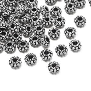 Cuentas espaciadoras de plata antigua con textura granulada para creación de joyas DIY