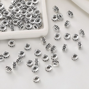 Cuentas Espaciadoras de Aleación de Zinc Vintage Plata Antigua Estilo Tibetano Cuentas Sueltas Rondelle Planas para Accesorios de Joyería DIY