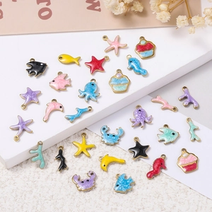 Pendentifs DIY en acier émaillé série océan avec étoiles de mer pour bijoux créatifs