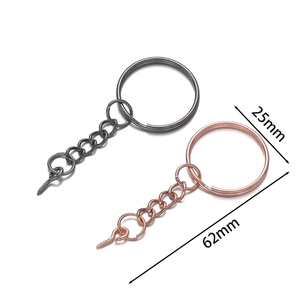 DIY 25mm Metall Schlüsselanhänger mit Kette und Ösenschraube in Schwarz und Roségold