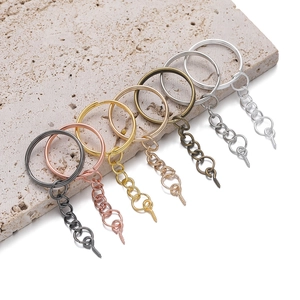 DIY Eisen Schlüsselanhänger Zubehör Mit Gliederkette Und Ösenschraube Galvanisierte Metall Schlüsselring Für Handgemachten Schmuck