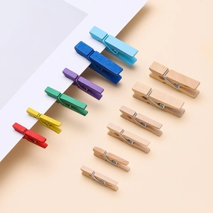 Mini Wooden Clips For Photo Wall Colorful Natural Wood Clothes Pegs DIY Decorative Craft Pegs For Pictures Home Decor