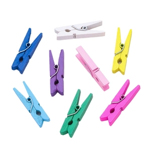 Colorful mini wooden clothespins set for photo display and DIY craft decorations