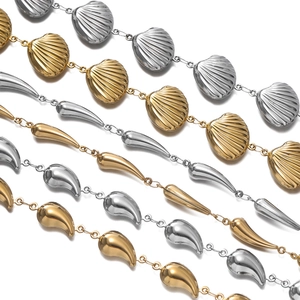 Stainless steel shell and waterdrop pendant chains for DIY necklace jewelry making