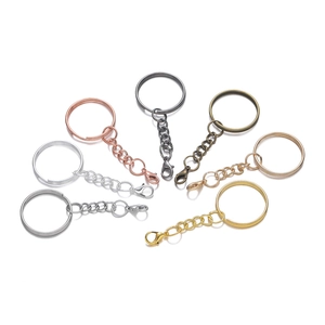 DIY keychain kits with lobster clasp and metal rings in six assorted metallic finishes
