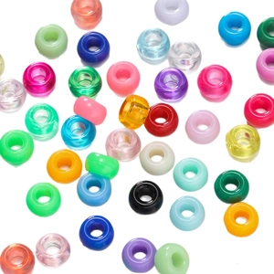 Perles colorées en acrylique 4x7mm à large trou pour bricolage et bijoux faits main