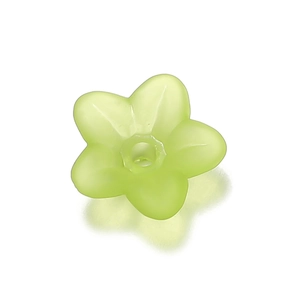 Dettaglio perla a forma di mughetto in acrilico satinato verde chiaro 9,5 mm per gioielli fai da te