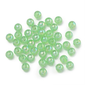 Detailed view of light green AB aurora beads for handmade DIY jewelry and phone charms