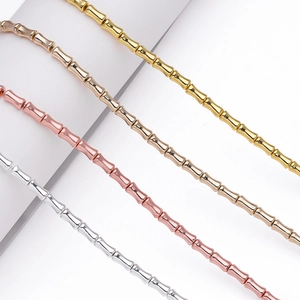 Polierte bambusförmige Hämatit-Zylinderperlen in Gold Silber und Roségold-Finish