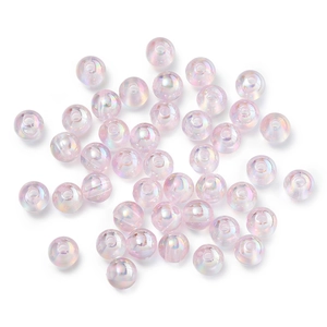 Detail of light pink purple AB color acrylic round beads for DIY jewelry making