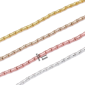 Bambusförmige Hämatit-Perlen in Gold Silber und Roségold Ausführung 8x4,5 mm Größe