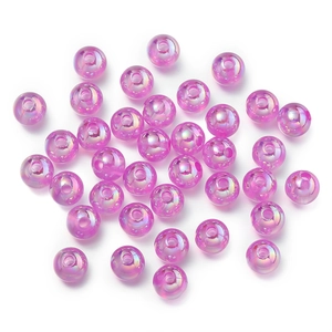 Macro view of purple AB color coated acrylic round beads for DIY jewelry making