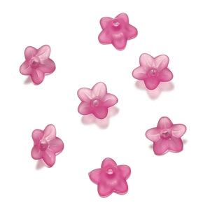 Dettaglio di perle a mughetto in acrilico magenta opaco per la creazione di gioielli