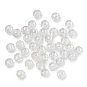 Macro detail of transparent AB color acrylic beads for DIY jewelry and phone charms