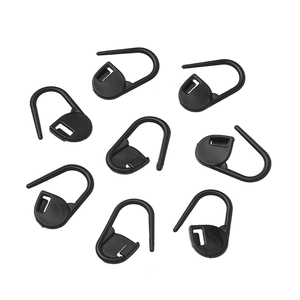 Set of seven black plastic U-shaped stitch markers for knitting and crochet tools