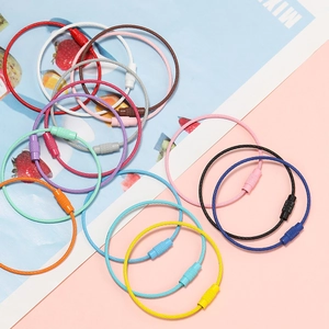 Colored Stainless Steel Cable Key Ring Spiral Clasp Wire Loop For Keys Luggage Tags DIY Handcraft Candy Color Keychains
