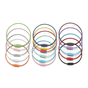 Colorful stainless steel wire keychain rings with secure screw locks in 15 candy colors