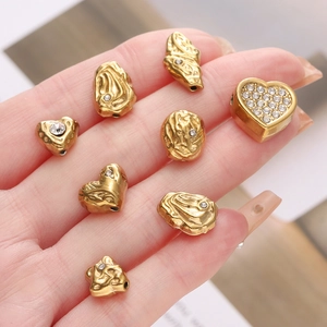 Perles cœurs évidés et perles lave avec cristaux pour la création de bijoux DIY