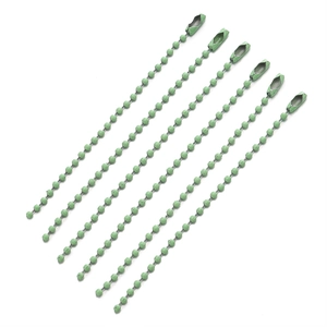 Green metal bead chain set with secure connectors for DIY keychains and labels