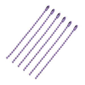 Set of seven purple metal ball chains with secure connectors for DIY keychains and tags