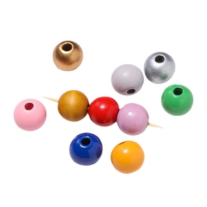 Perles rondes en bois colorées de 16 mm avec finition mate lisse pour bijoux DIY
