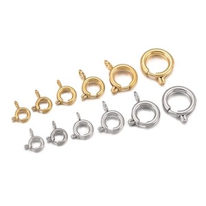 Stainless steel spring ring clasps for jewelry DIY in various sizes and gold silver finishes