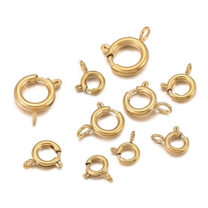 Various sizes of golden stainless steel spring ring clasps for DIY jewelry making