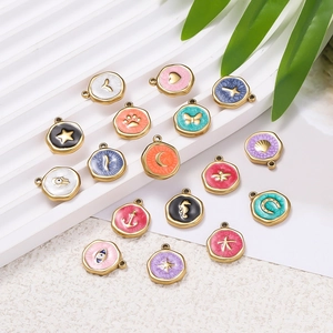 Colorful enamel stainless steel butterfly and sea life charms for DIY necklaces