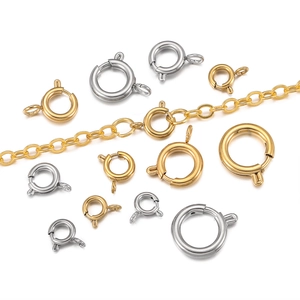 304 Stainless Steel Spring Ring Clasp For Jewelry Making DIY Necklace Bracelet Connector Gold Silver Tone Metal Round Clasp