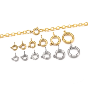 Detailed view of gold and silver stainless steel spring ring clasps for jewelry DIY