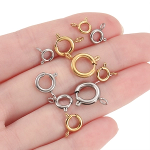Polished stainless steel spring ring clasps in gold and silver for jewelry making