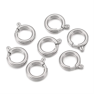 Set of six stainless steel spring ring clasps for DIY jewelry making and necklaces