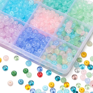 Mixed color 3x6.5mm glass abacus beads set in a transparent storage box for DIY jewelry
