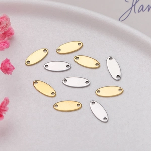 Stainless Steel Oval Double Hole Mirror Polished Blank Pendants DIY Jewelry Connectors For Necklace Bracelet Design