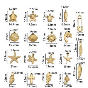18K gold plated stainless steel ocean charms collection featuring sea turtles and starfish