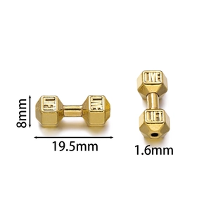 Golden alloy dumbbell spacer beads with LIVE LIFT engraving for DIY jewelry