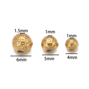 18k gold plated textured beads in 4mm 5mm 6mm sizes for DIY jewelry making